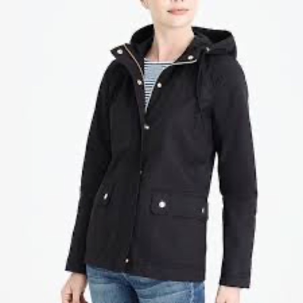 Sold!! NWT J Crew Utility Rain Jacket in Black - Picture 2 of 6